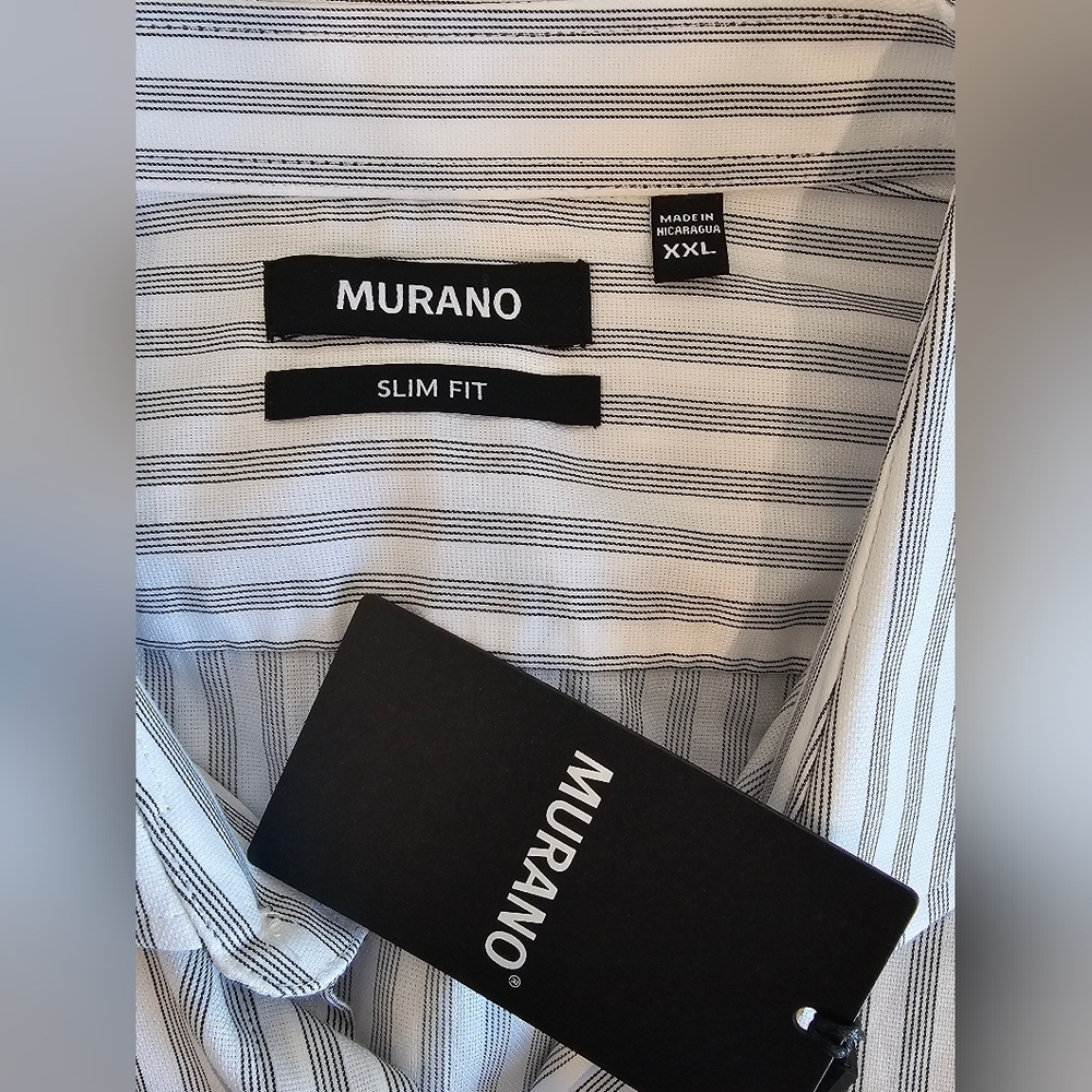 NWT Murano White & Black Striped Button Down Dress Shirt - Men's Sz Small & XXL - Picture 3 of 5